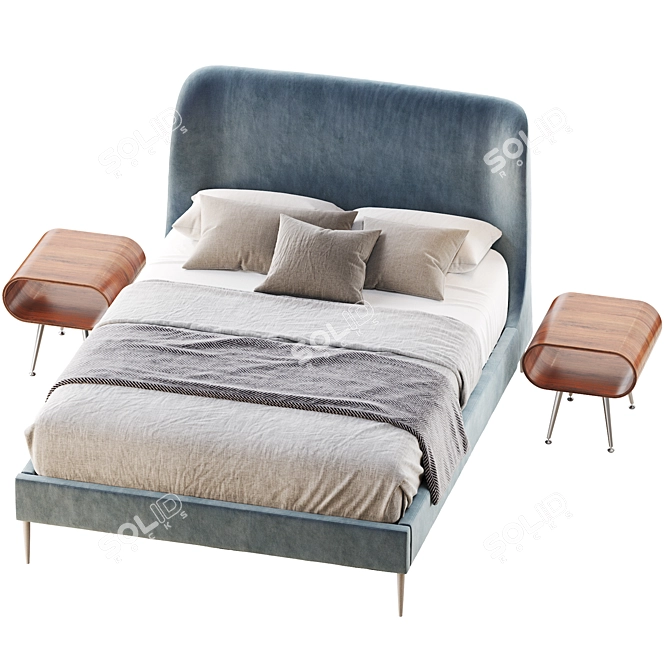 Lana Upholstered Bed: Stylish & Spacious 3D model image 3
