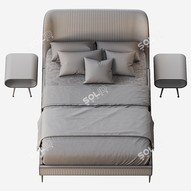 Lana Upholstered Bed: Stylish & Spacious 3D model image 5