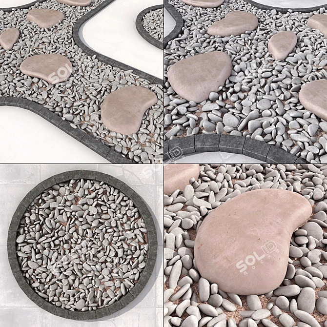 Pebble Road Slabs: Stone Plate Flooring 3D model image 2