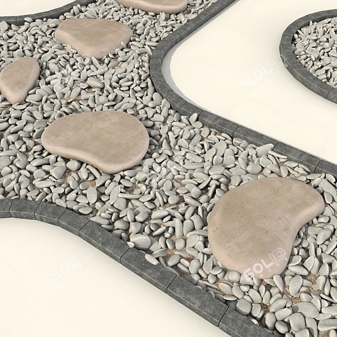 Pebble Road Slabs: Stone Plate Flooring 3D model image 4