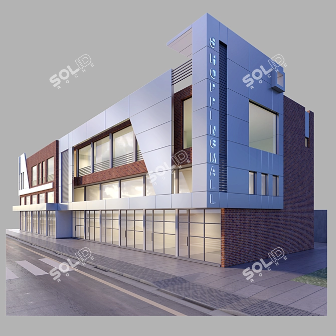 Modern Alucobrick Glass Shopping 3D model image 3