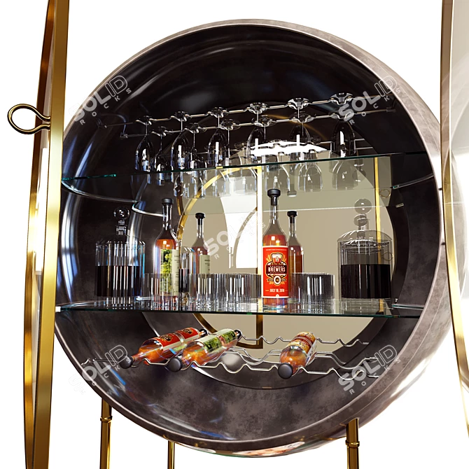 Liquid Luxe: Golden-framed Bar Table 3D model image 2