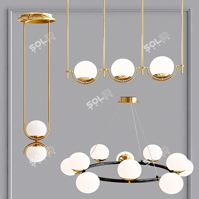 Modern Metal and Glass Ceiling Light Collection 3D model image 1