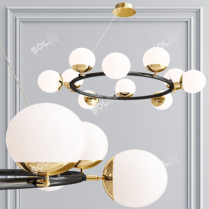 Modern Metal and Glass Ceiling Light Collection 3D model image 2