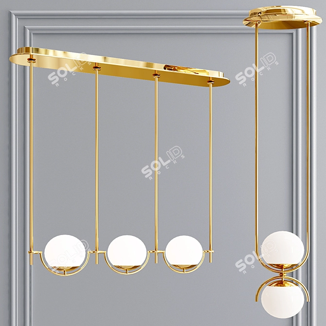 Modern Metal and Glass Ceiling Light Collection 3D model image 3