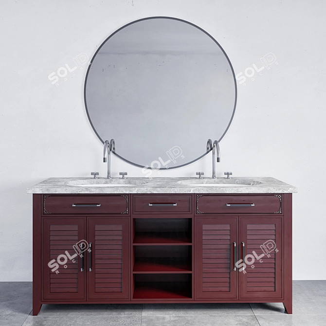 Modern Bathroom Furniture Set 3D model image 2