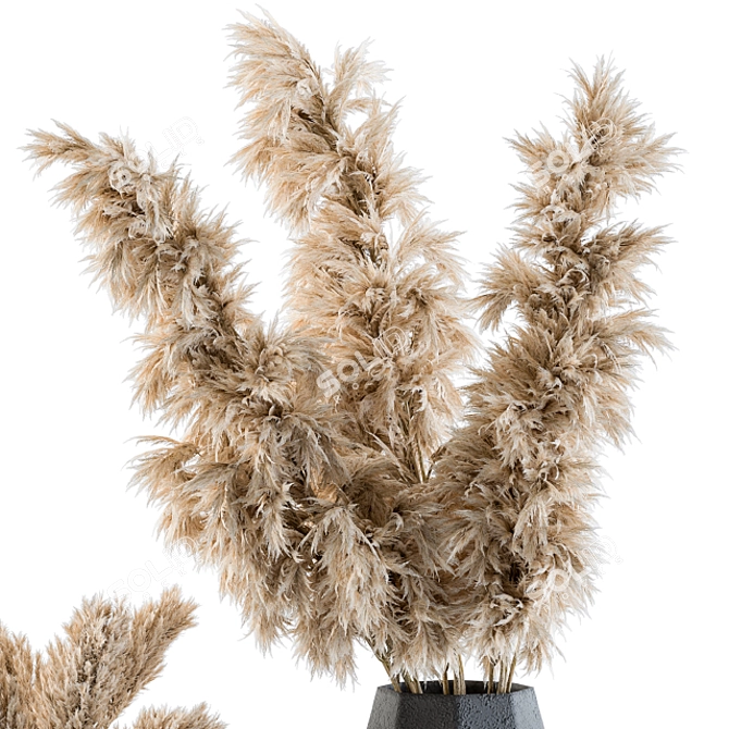 Elegant Pampas in Polygonal Vase 3D model image 2