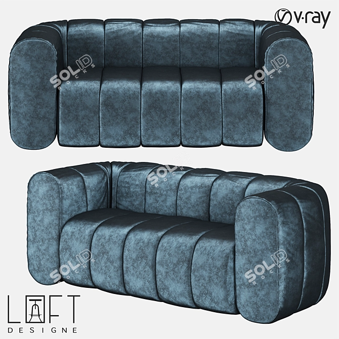 LoftDesigne 1685 Model Wooden Sofa 3D model image 1