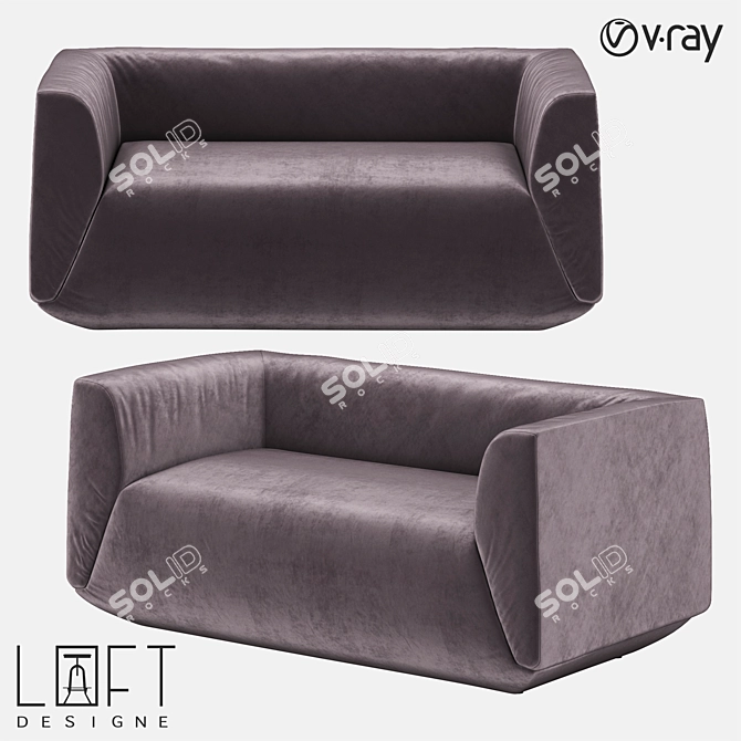 LoftDesigne 1694 Wooden Sofa 3D model image 1