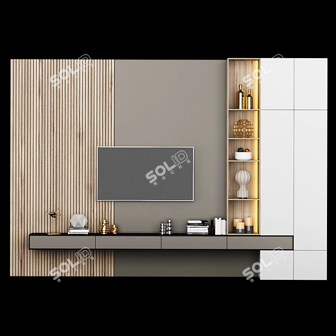 Modern TV Stand_75: Stylish and Spacious 3D model image 1