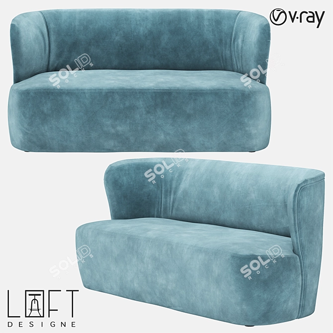 Modern Wood and Fabric Sofa 3D model image 1