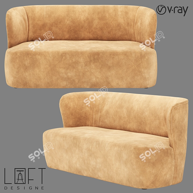 LoftDesigne 4221 - Stylish Wooden Sofa 3D model image 1