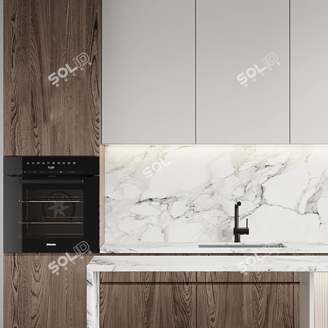 Sleek Kitchen Upgrade: Faber Vent Hood, Miele Oven, Blanco Faucet 3D model image 3