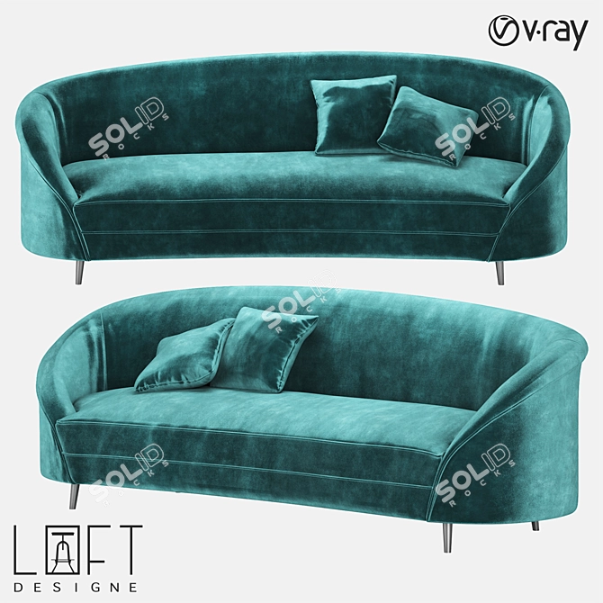 Sleek Metal and Fabric Sofa by LoftDesigne 3D model image 1