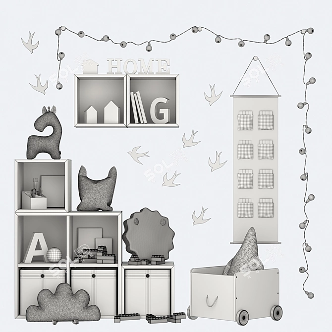 Children's Room Decor Set 3D model image 6