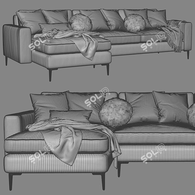 Sleek Nova Left Sectional Sofa 3D model image 4