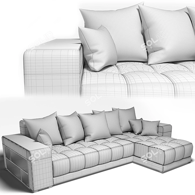 Dubai Sofa - Luxurious Comfort 3D model image 3