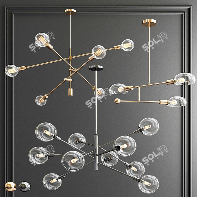 Modern Tangle Light Trio 3D model image 1