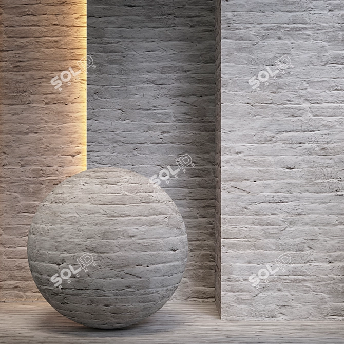 Seamless White Brick Texture 3D model image 1