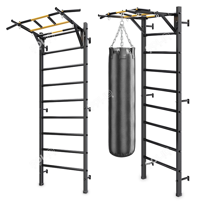 Versatile Wall Bars Set: Perfect for Fitness Training 3D model image 4