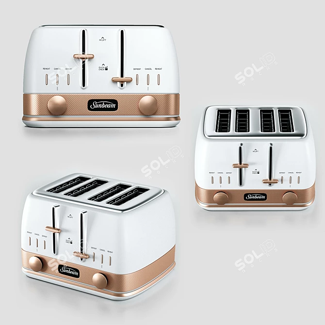 Classic Bronze 4-Slice Toaster 3D model image 3