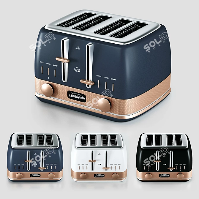 Classic Bronze 4-Slice Toaster 3D model image 4