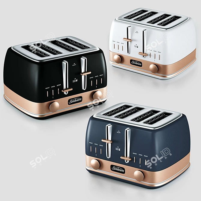 Classic Bronze 4-Slice Toaster 3D model image 6