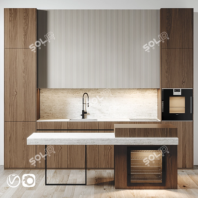 Modern Kitchen 3D Model 3D model image 1