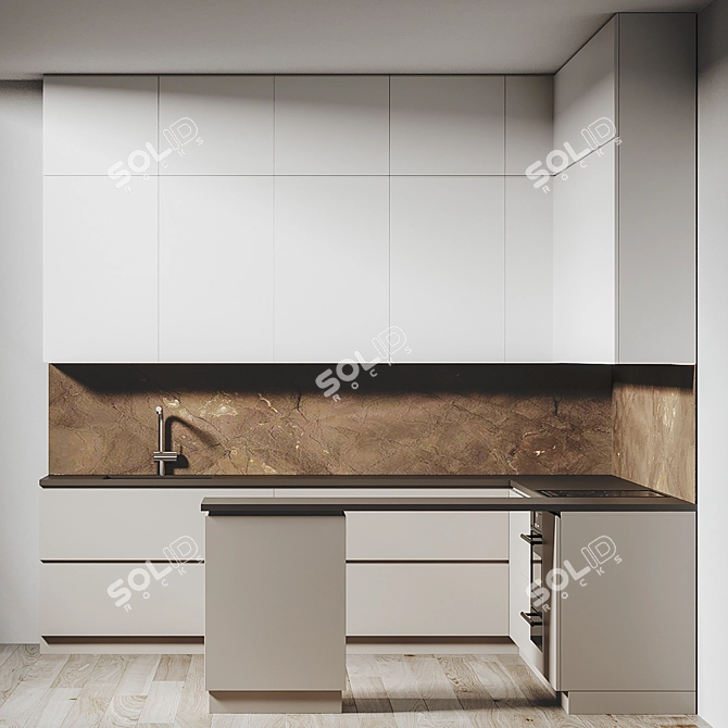 Modern Kitchen Design 3D Model 3D model image 2