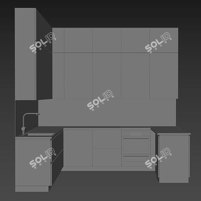 Modern Kitchen Design 3D Model 3D model image 3