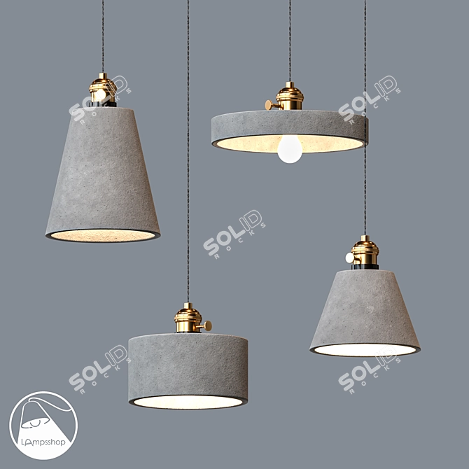 Modern Geometric Gray Chandelier 3D model image 1