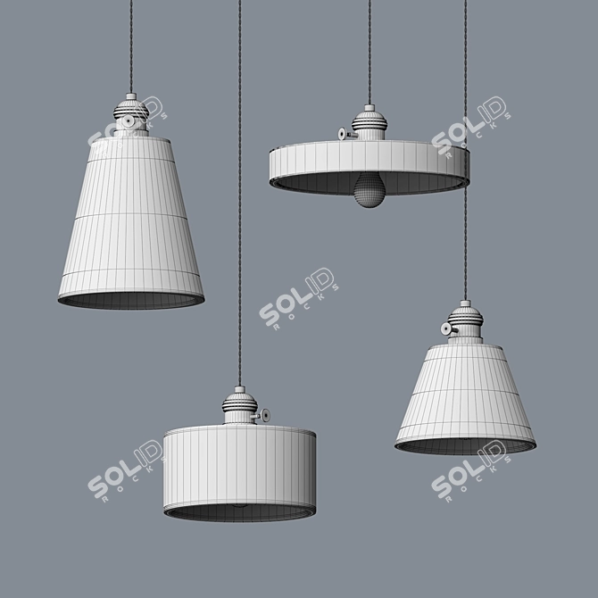 Modern Geometric Gray Chandelier 3D model image 2