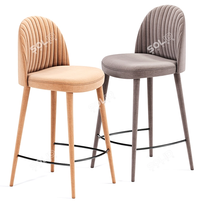 Mauricette Ecru Bar Stool: Sleek and Stylish Seating 3D model image 2