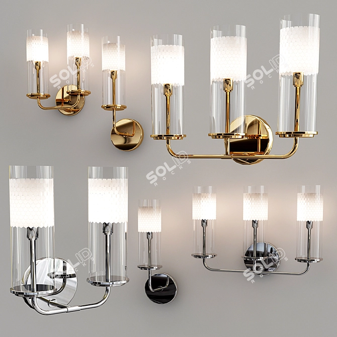 Elegant Wentworth Wall Lights 3D model image 1