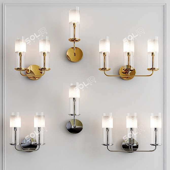Elegant Wentworth Wall Lights 3D model image 2