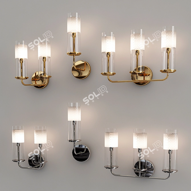 Elegant Wentworth Wall Lights 3D model image 3
