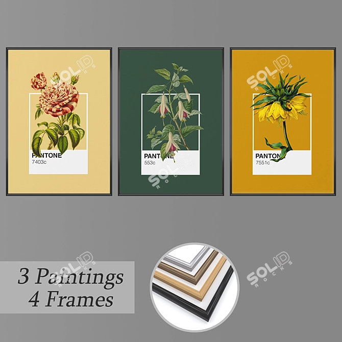 Elegant Wall Art Set 1618 3D model image 1