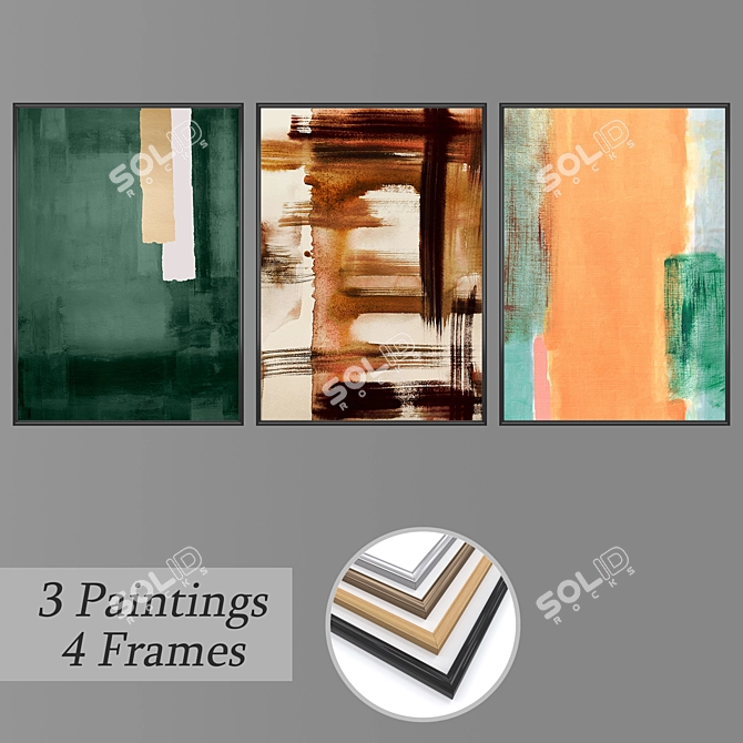 Elegant Wall Art Set 3D model image 1