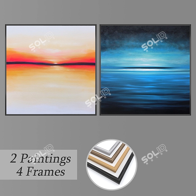 Mixed Media Wall Art Set 3D model image 1