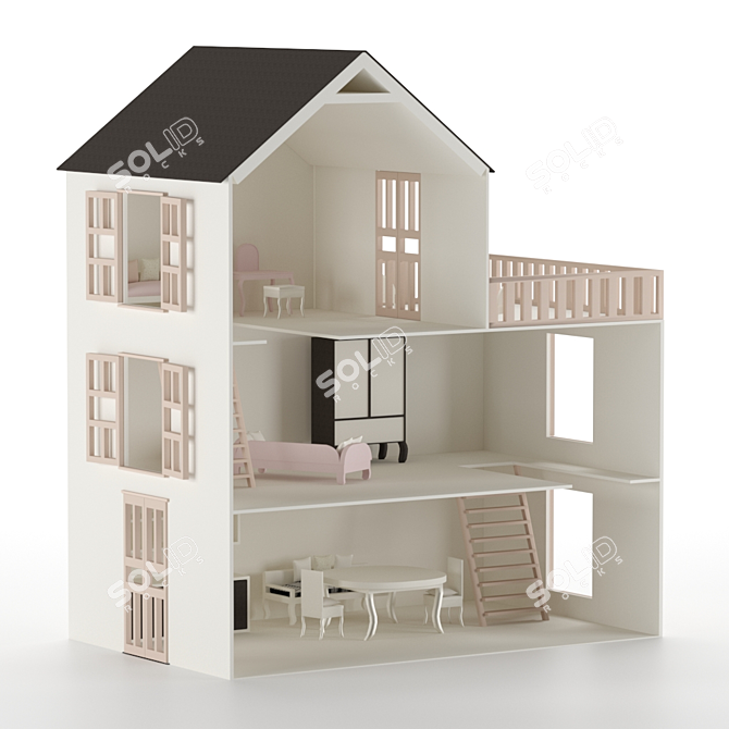 Luxury Dollhouse: Realistic Details & Modern Design 3D model image 2