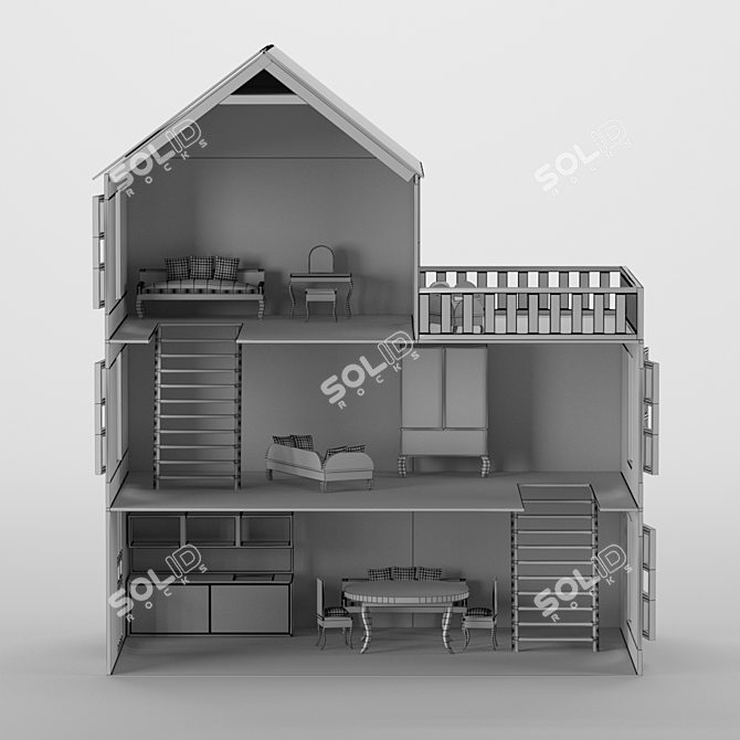 Luxury Dollhouse: Realistic Details & Modern Design 3D model image 4