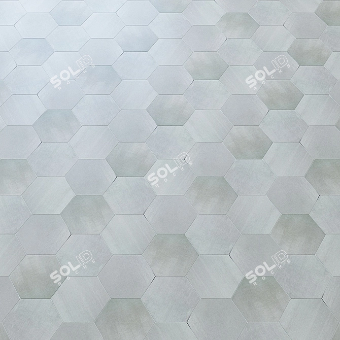 Elegant Paige Grigio Hexagon Tiles 3D model image 3
