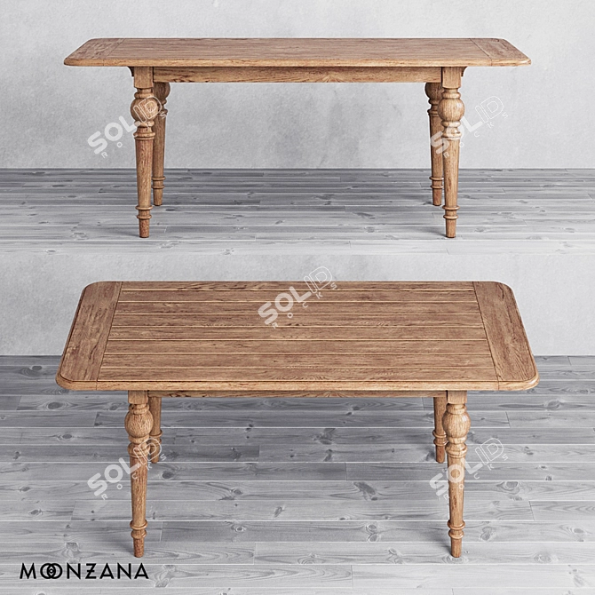 Residential Oak Wood Dining Table 3D model image 1