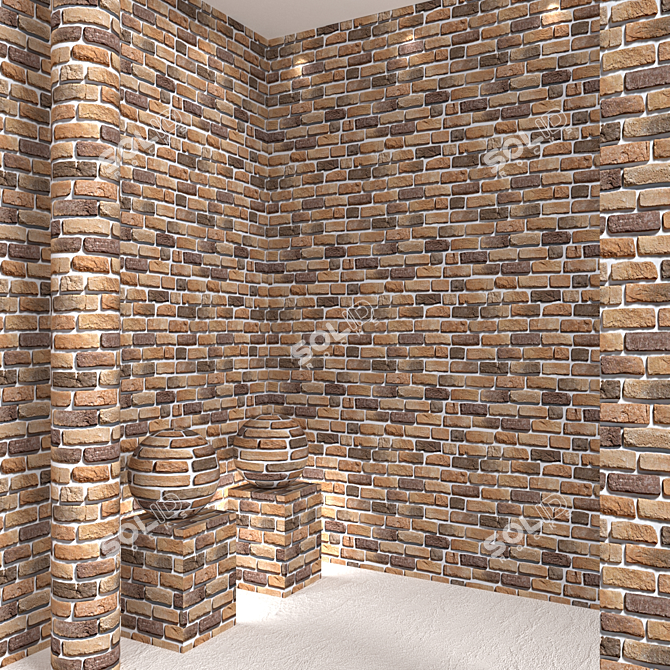 Rustic Brick Panel for Walls 3D model image 4