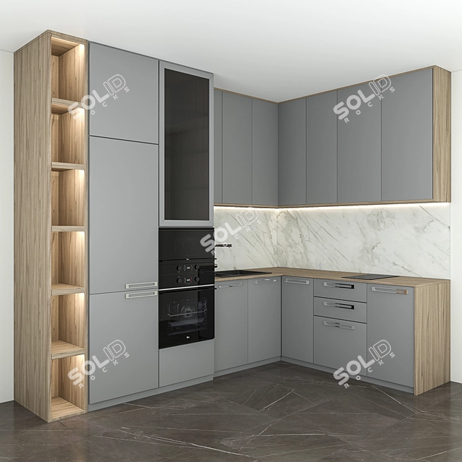 Title: Modern Corner Kitchen 3D model image 1