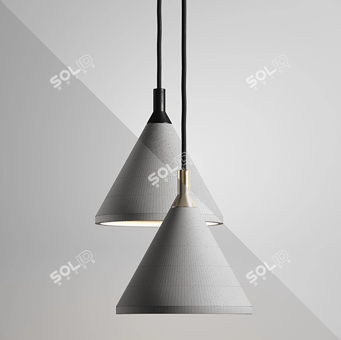 Industrial Concrete Pendant Lamp 3D model image 2