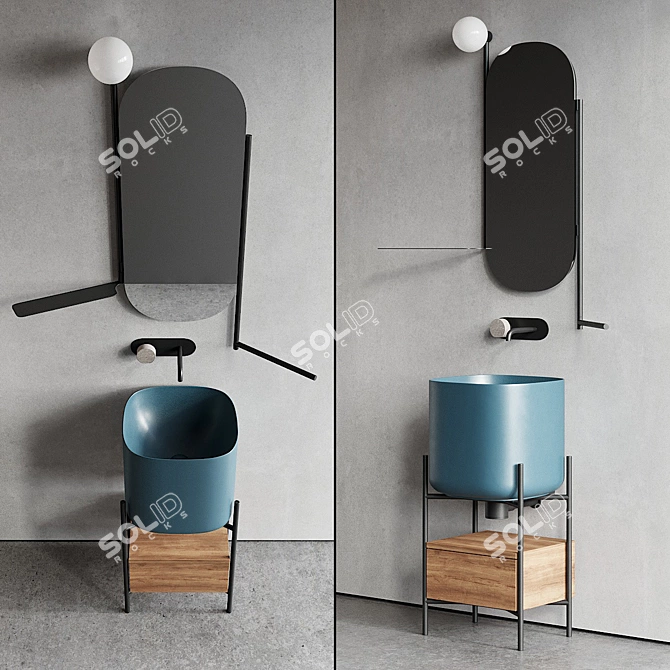 Diva Vanity Set with Moon Washbasin 3D model image 4