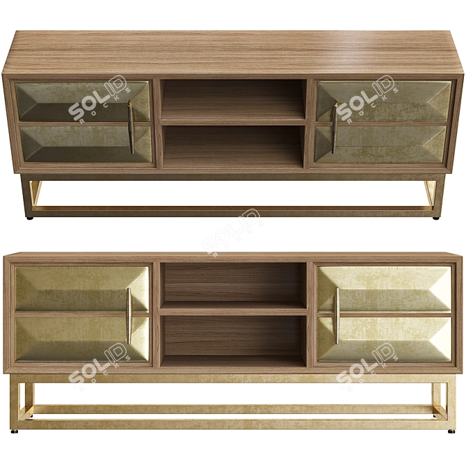 Modern Brass Media Unit with Pascali Design 3D model image 1