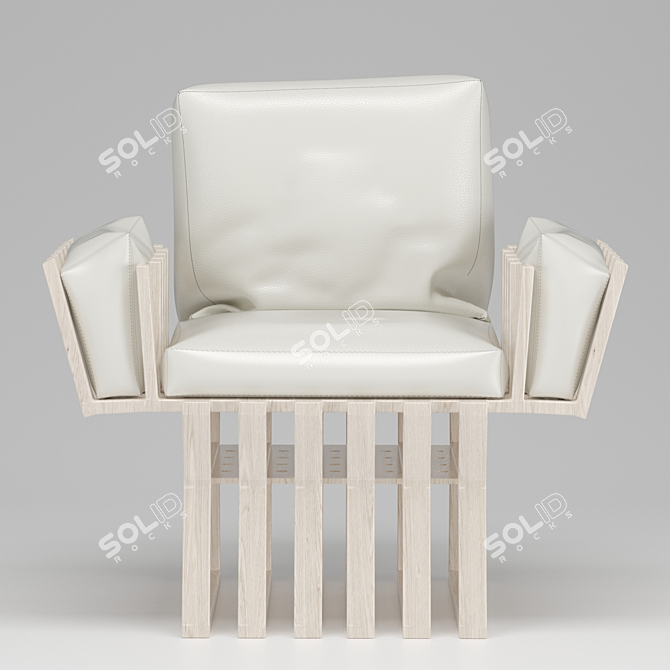 Cozy Wooden Frame Chair 3D model image 2