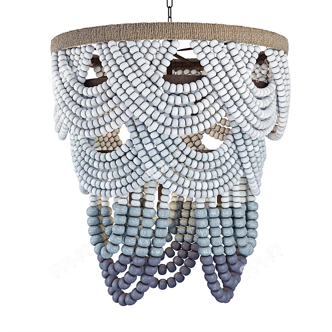 Wood Bead Ombre Chandelier 3D model image 2